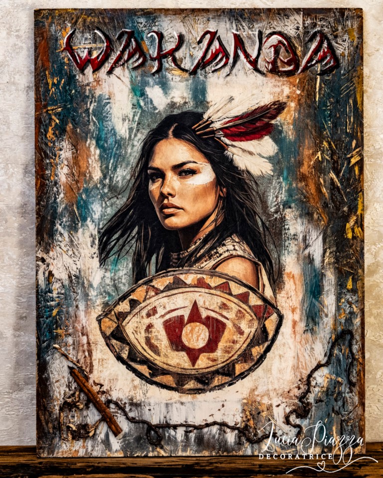 Donne Sioux su Pannello in legno rustico.