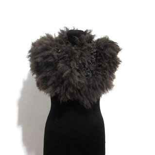 Colletto donna lana infeltrita Colletto OOAK feltro fatto a mano caldo morbido Pelliccia lana di agnello alpaca tosata